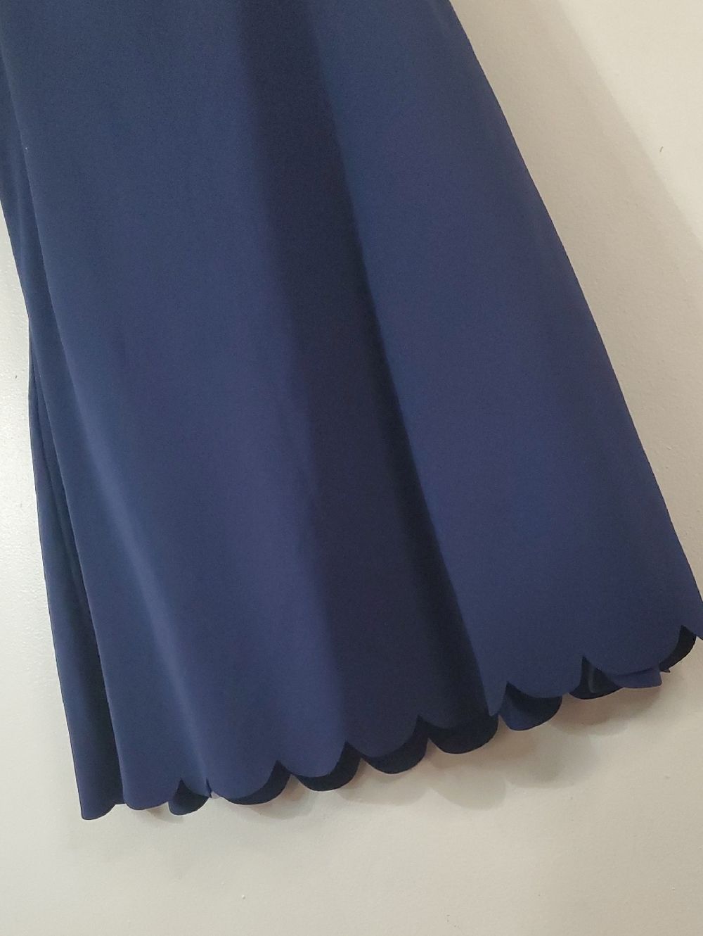 J.Crew Scalloped Hem Mini Dress W/Shorts Size Large Navy Coastal Nautical - Picture 4 of 15